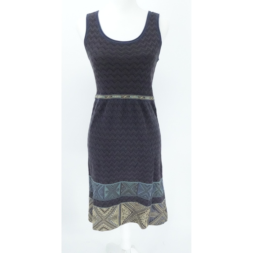 Peruvian Connection Dress Womens Small Navy Blue‎ Sleeveless Knit Boho